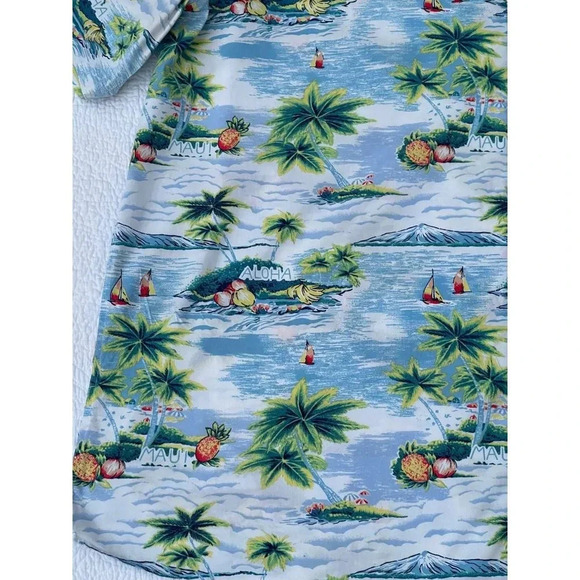 Nautica Mens Hawaiian Summer Tropical Short Sleeve Button Down Stretch Shirt 3XL - Picture 6 of 8
